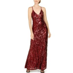 NIGHTWAY Red Sequined Dress